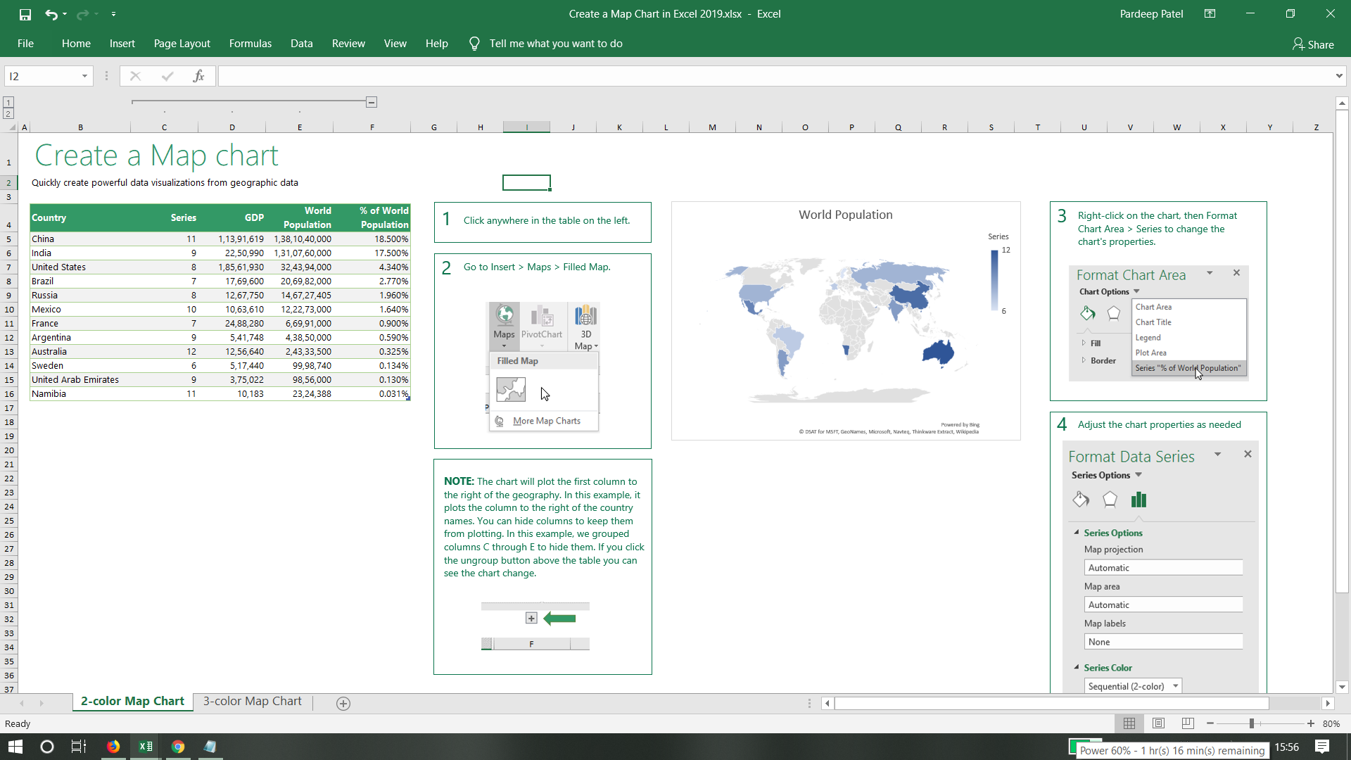 Excel Map Chart Cities