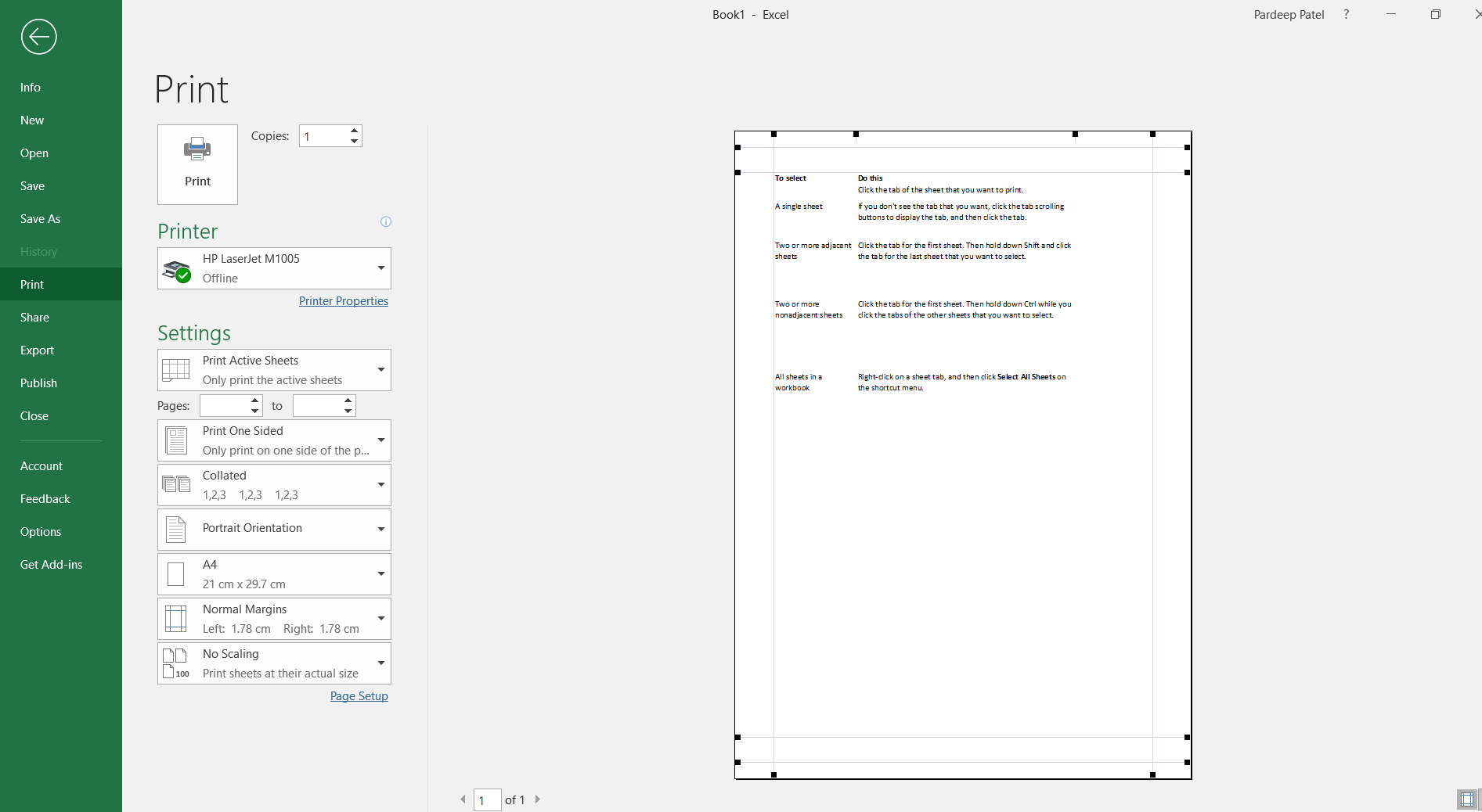 How to set page margins before printing a worksheet of Microsoft Excel ...