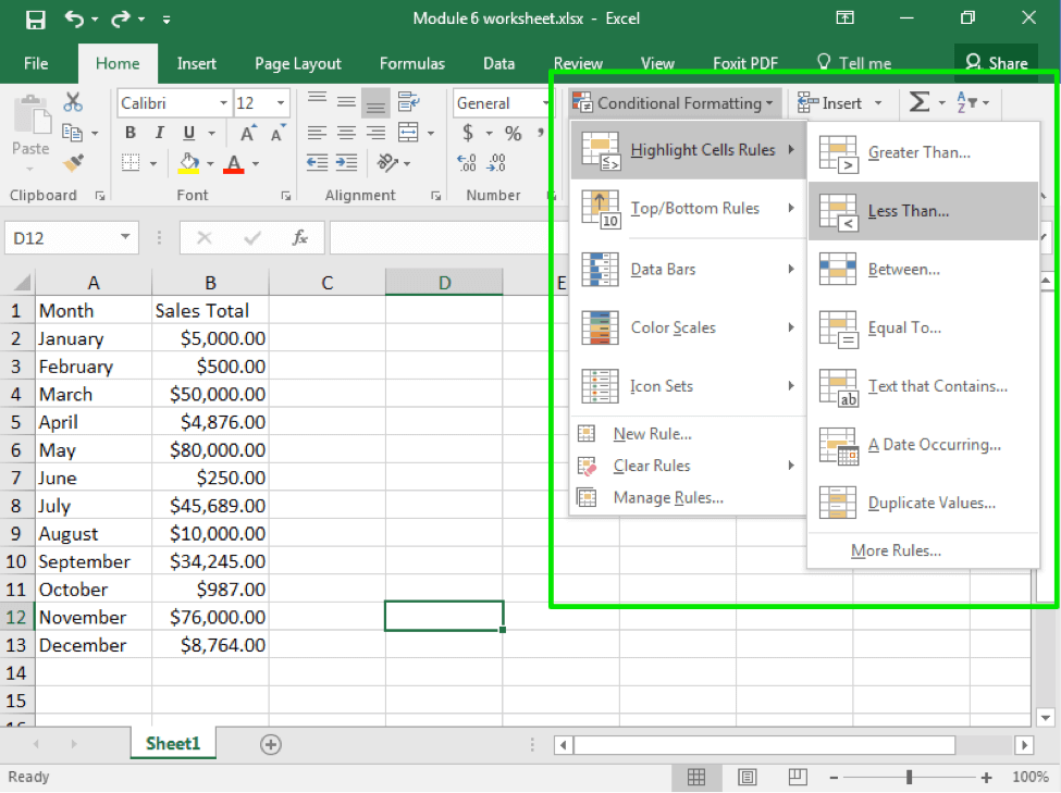 Conditional Formatting in Microsoft Excel to Highlight the Information