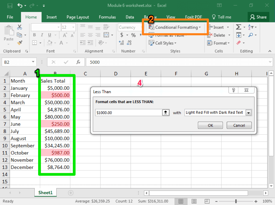 Conditional Formatting in Microsoft Excel to Highlight the Information